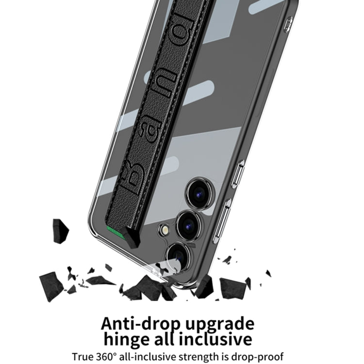 For Samsung Galaxy S24 5G GKK Space Frame Transparent PC + TPU Phone Case with Wrist Strap(White) - HoMEdemic™ 