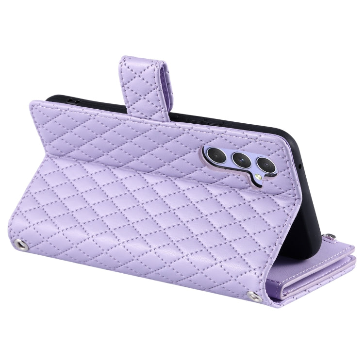 For Samsung Galaxy S24 5G Glitter Lattice Zipper Wallet Leather Phone Case(Purple) - HoMEdemic™ 