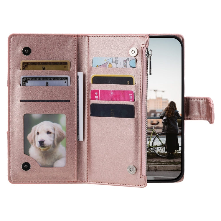 For Samsung Galaxy S24 5G Glitter Lattice Zipper Wallet Leather Phone Case(Rose Gold) - HoMEdemic™ 