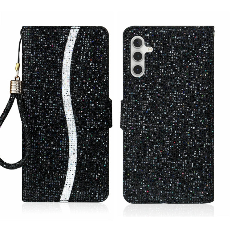 For Samsung Galaxy S24 5G Glitter Powder Filp Leather Phone Case(Black) - HoMEdemic™ 