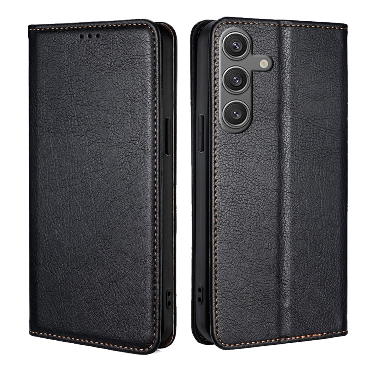 For Samsung Galaxy S24 5G Gloss Oil Solid Color Magnetic Leather Phone Case(Black) - HoMEdemic™ 