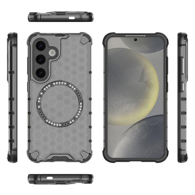 For Samsung Galaxy S24 5G Honeycomb Magnetic Ring Shockproof Phone Case(Black) - HoMEdemic™ 