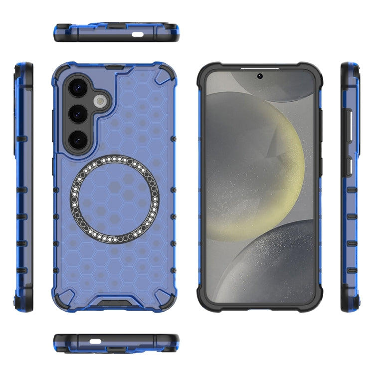 For Samsung Galaxy S24 5G Honeycomb Magnetic Ring Shockproof Phone Case(Blue) - HoMEdemic™ 