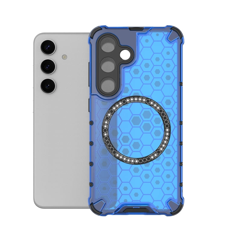 For Samsung Galaxy S24 5G Honeycomb Magnetic Ring Shockproof Phone Case(Blue) - HoMEdemic™ 