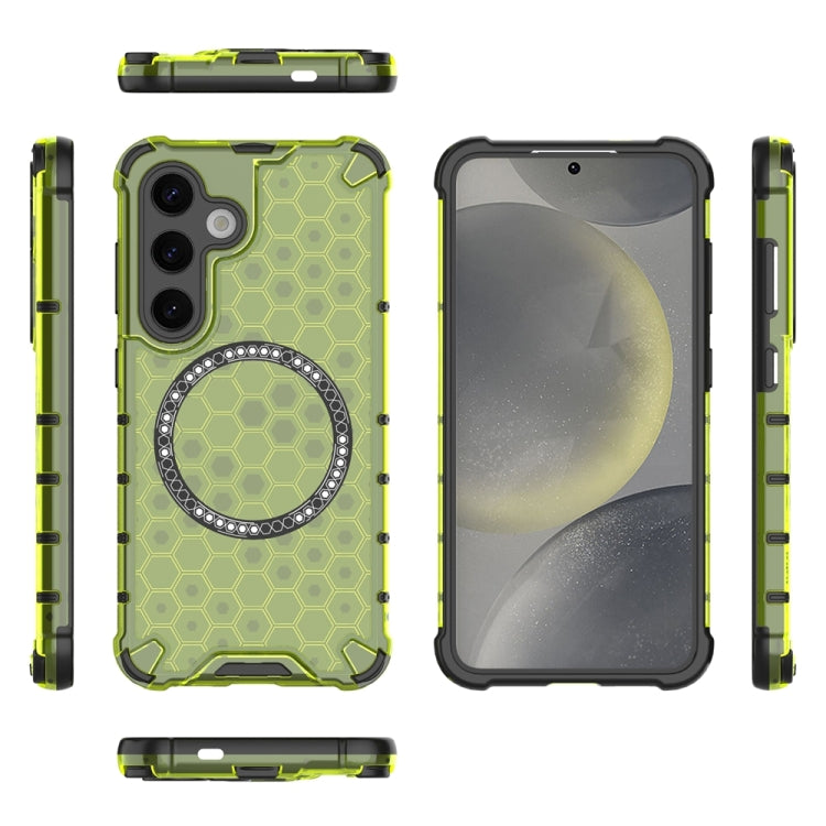 For Samsung Galaxy S24 5G Honeycomb Magnetic Ring Shockproof Phone Case(Green) - HoMEdemic™ 