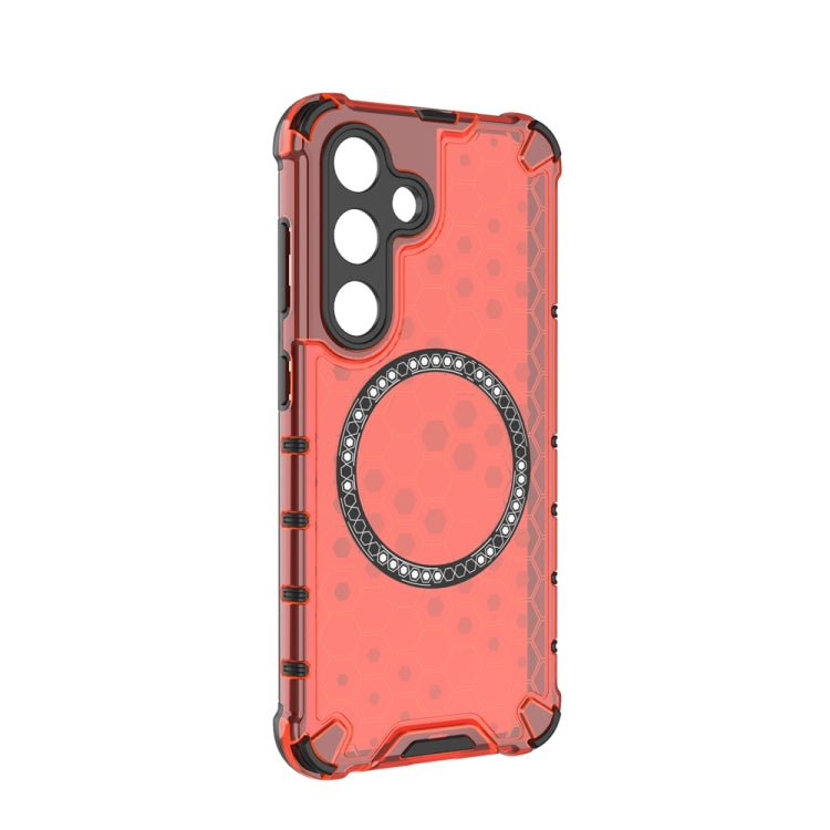 For Samsung Galaxy S24 5G Honeycomb Magnetic Ring Shockproof Phone Case(Red) - HoMEdemic™ 
