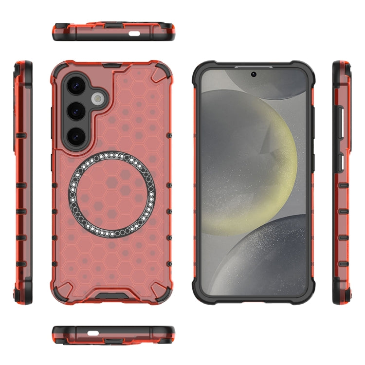 For Samsung Galaxy S24 5G Honeycomb Magnetic Ring Shockproof Phone Case(Red) - HoMEdemic™ 