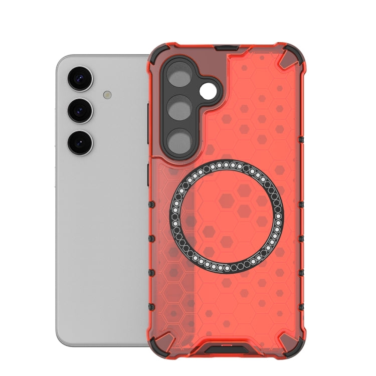 For Samsung Galaxy S24 5G Honeycomb Magnetic Ring Shockproof Phone Case(Red) - HoMEdemic™ 