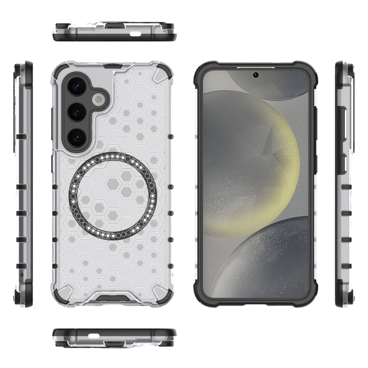 For Samsung Galaxy S24 5G Honeycomb Magnetic Ring Shockproof Phone Case(White) - HoMEdemic™ 