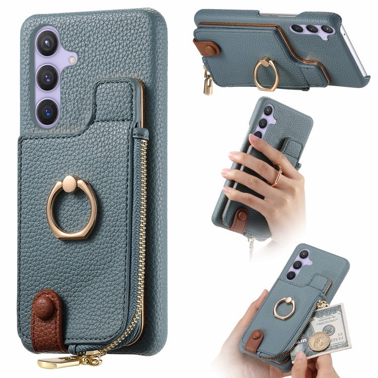 For Samsung Galaxy S24 5G Litchi Leather Oil Edge Ring Zipper Wallet Back Phone Case(Blue) - HoMEdemic™ 