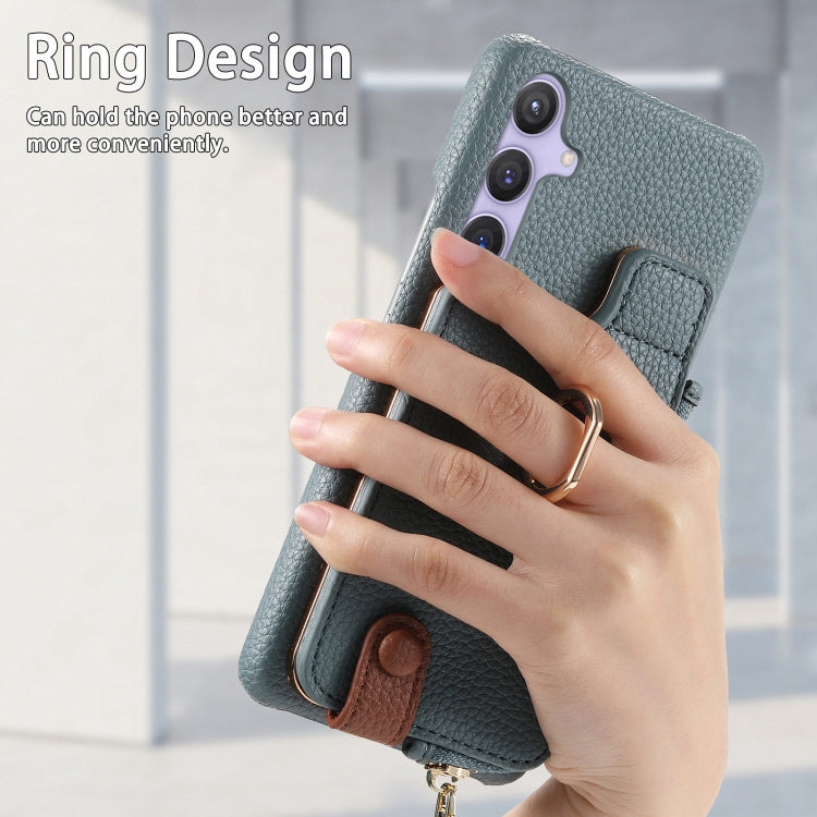 For Samsung Galaxy S24 5G Litchi Leather Oil Edge Ring Zipper Wallet Back Phone Case(Blue) - HoMEdemic™ 