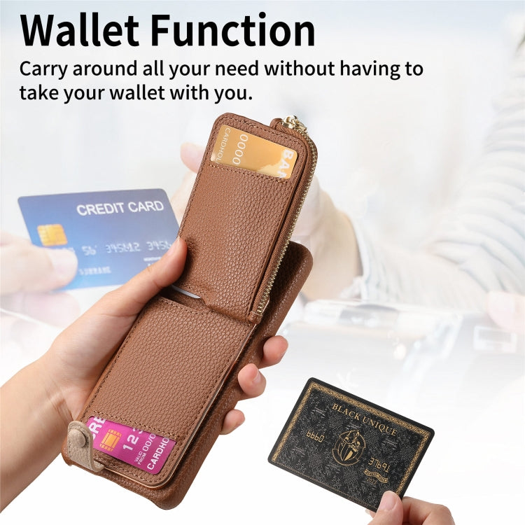 For Samsung Galaxy S24 5G Litchi Leather Oil Edge Ring Zipper Wallet Back Phone Case(Brown) - HoMEdemic™ 