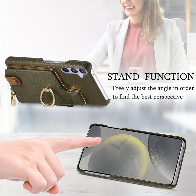 For Samsung Galaxy S24 5G Litchi Leather Oil Edge Ring Zipper Wallet Back Phone Case(Green) - HoMEdemic™ 