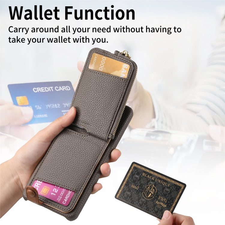 For Samsung Galaxy S24 5G Litchi Leather Oil Edge Ring Zipper Wallet Back Phone Case(Grey) - HoMEdemic™ 