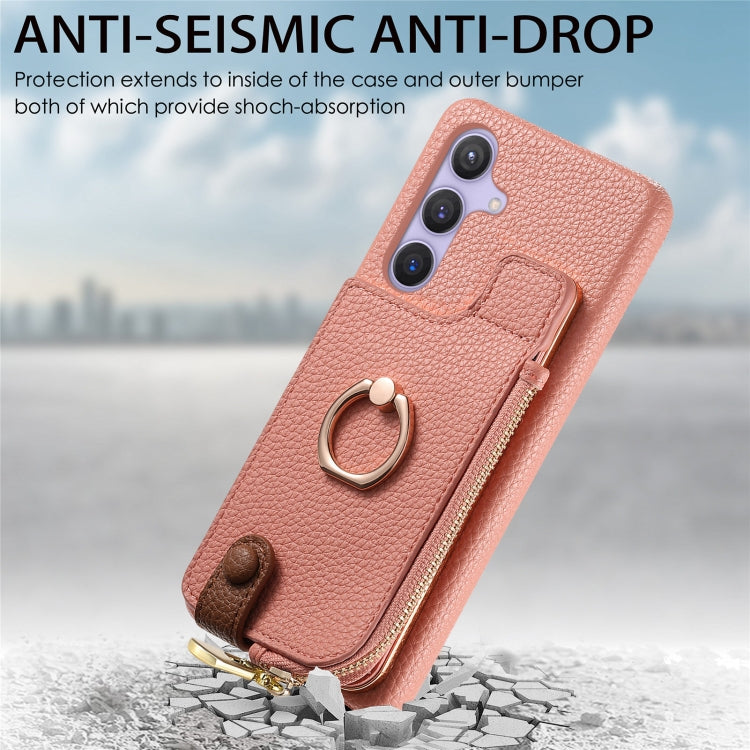For Samsung Galaxy S24 5G Litchi Leather Oil Edge Ring Zipper Wallet Back Phone Case(Pink) - HoMEdemic™ 