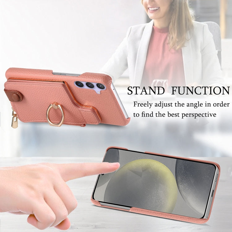 For Samsung Galaxy S24 5G Litchi Leather Oil Edge Ring Zipper Wallet Back Phone Case(Pink) - HoMEdemic™ 