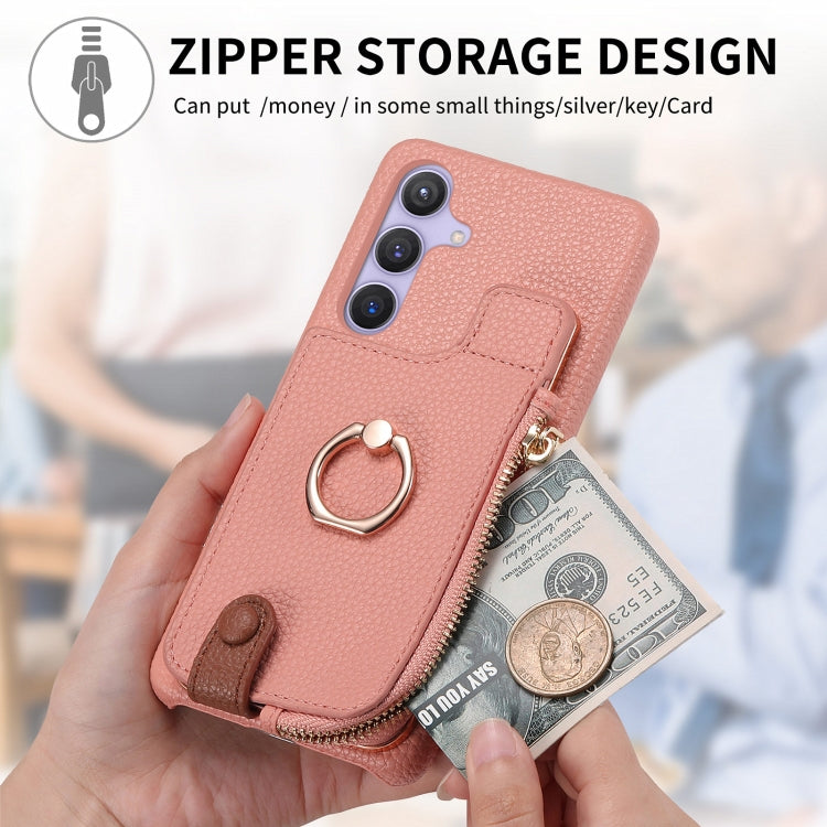For Samsung Galaxy S24 5G Litchi Leather Oil Edge Ring Zipper Wallet Back Phone Case(Pink) - HoMEdemic™ 