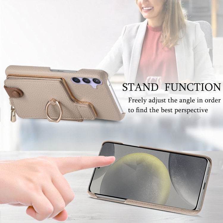 For Samsung Galaxy S24 5G Litchi Leather Oil Edge Ring Zipper Wallet Back Phone Case(White) - HoMEdemic™ 
