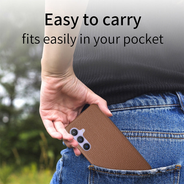 For Samsung Galaxy S24 5G Litchi Oil Edge Leather Back Phone Case(Brown) - HoMEdemic™ 