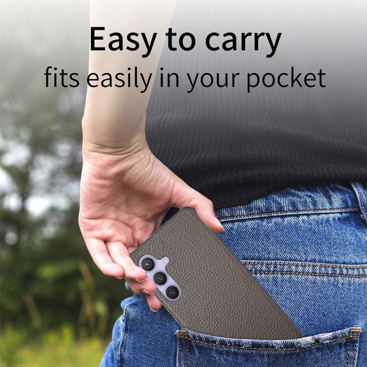For Samsung Galaxy S24 5G Litchi Oil Edge Leather Back Phone Case(Grey) - HoMEdemic™ 