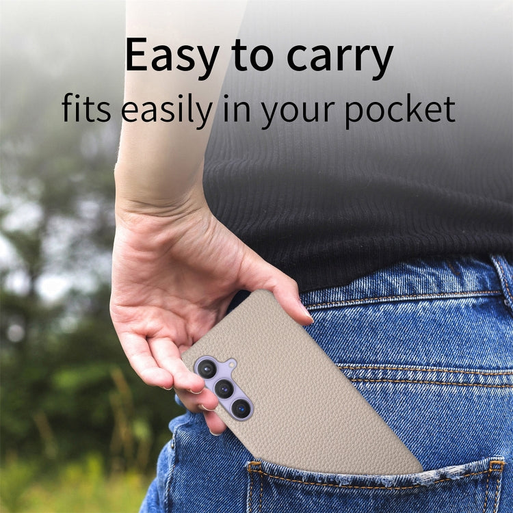 For Samsung Galaxy S24 5G Litchi Oil Edge Leather Back Phone Case(Khaki) - HoMEdemic™ 