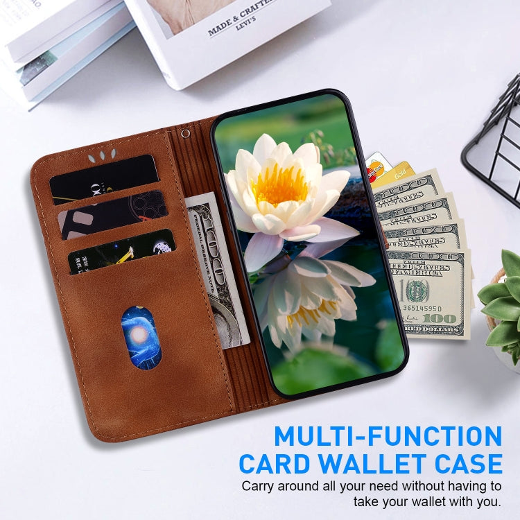 For Samsung Galaxy S24 5G Lotus Embossed Leather Phone Case(Brown) - HoMEdemic™ 