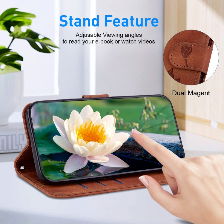 For Samsung Galaxy S24 5G Lotus Embossed Leather Phone Case(Brown) - HoMEdemic™ 
