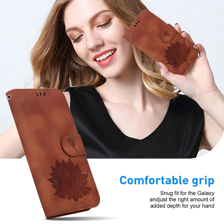 For Samsung Galaxy S24 5G Lotus Embossed Leather Phone Case(Brown) - HoMEdemic™ 