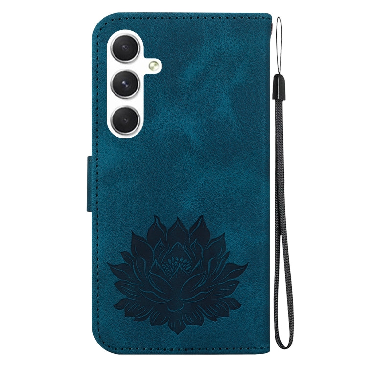 For Samsung Galaxy S24 5G Lotus Embossed Leather Phone Case(Dark Blue) - HoMEdemic™ 