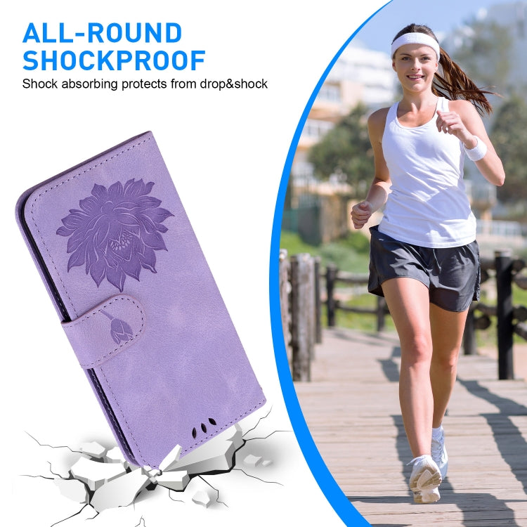 For Samsung Galaxy S24 5G Lotus Embossed Leather Phone Case(Purple) - HoMEdemic™ 