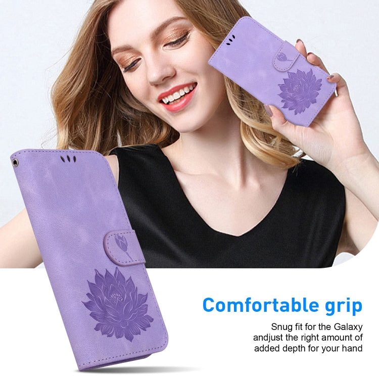 For Samsung Galaxy S24 5G Lotus Embossed Leather Phone Case(Purple) - HoMEdemic™ 