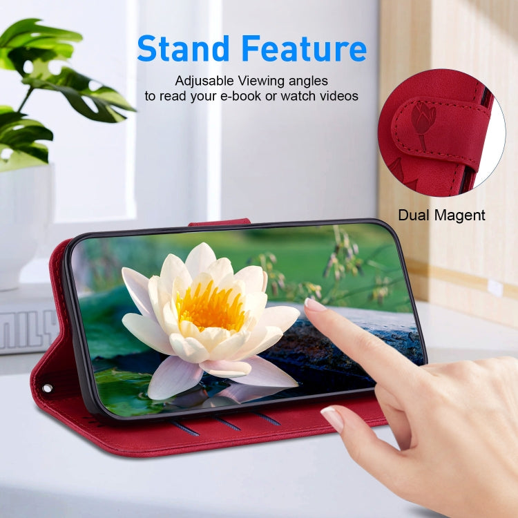 For Samsung Galaxy S24 5G Lotus Embossed Leather Phone Case(Red) - HoMEdemic™ 