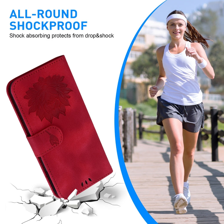 For Samsung Galaxy S24 5G Lotus Embossed Leather Phone Case(Red) - HoMEdemic™ 