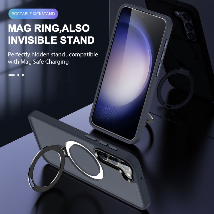 For Samsung Galaxy S24 5G MagSafe Holder Skin-feel PC Hybrid TPU Phone Case(Dark Blue) - HoMEdemic™ 