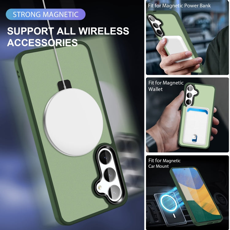 For Samsung Galaxy S24 5G MagSafe Holder Skin-feel PC Hybrid TPU Phone Case(Dark Green) - HoMEdemic™ 