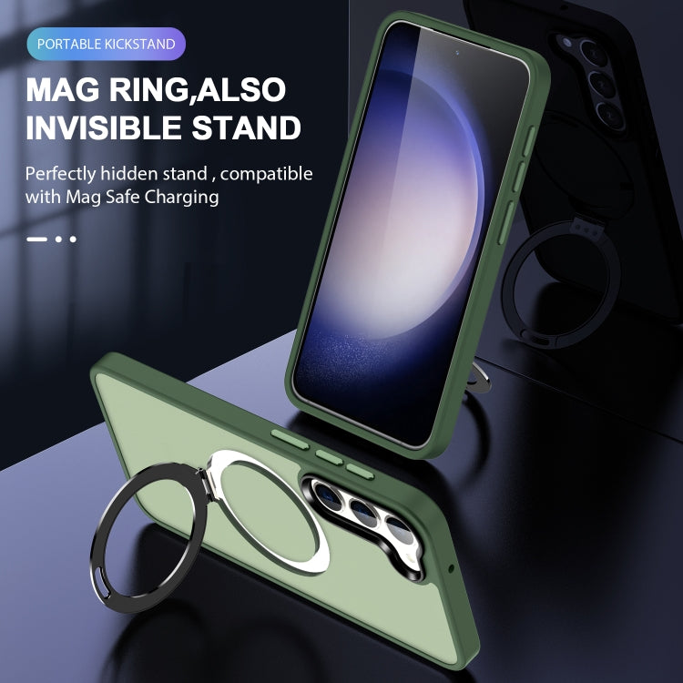 For Samsung Galaxy S24 5G MagSafe Holder Skin-feel PC Hybrid TPU Phone Case(Dark Green) - HoMEdemic™ 