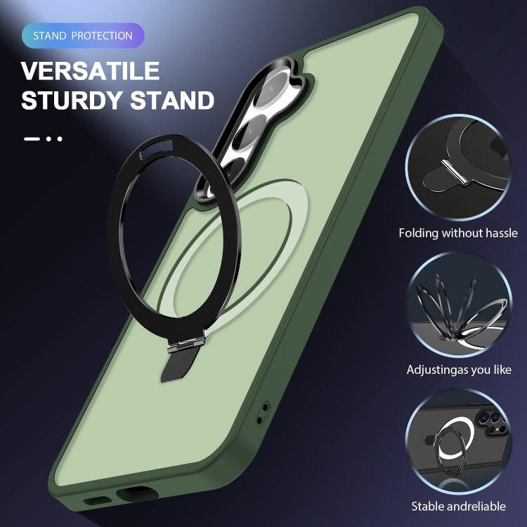 For Samsung Galaxy S24 5G MagSafe Holder Skin-feel PC Hybrid TPU Phone Case(Dark Green) - HoMEdemic™ 