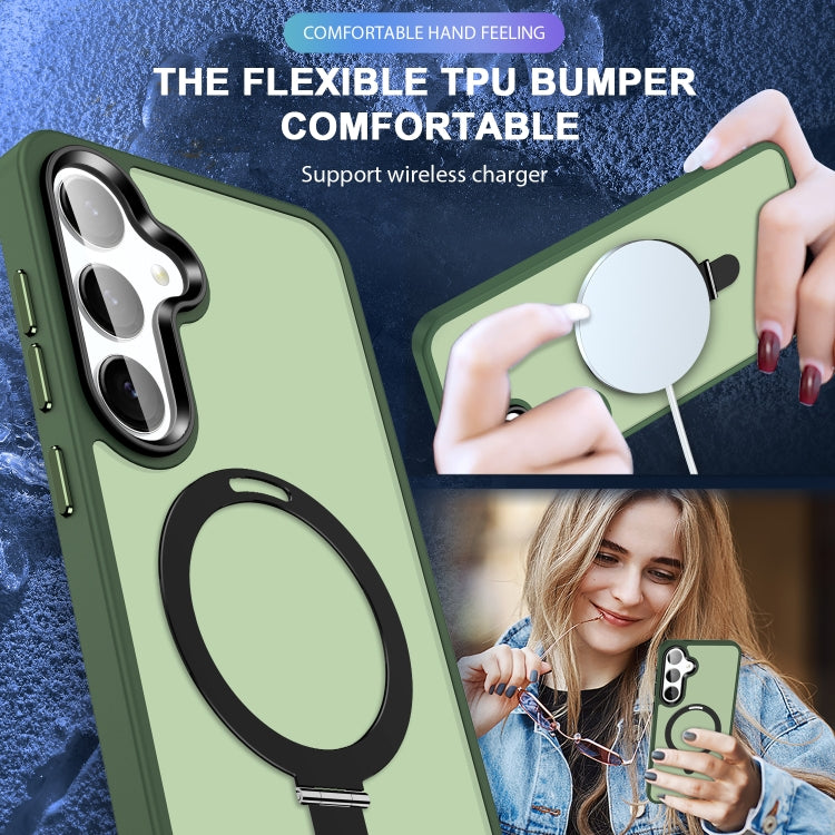 For Samsung Galaxy S24 5G MagSafe Holder Skin-feel PC Hybrid TPU Phone Case(Dark Green) - HoMEdemic™ 