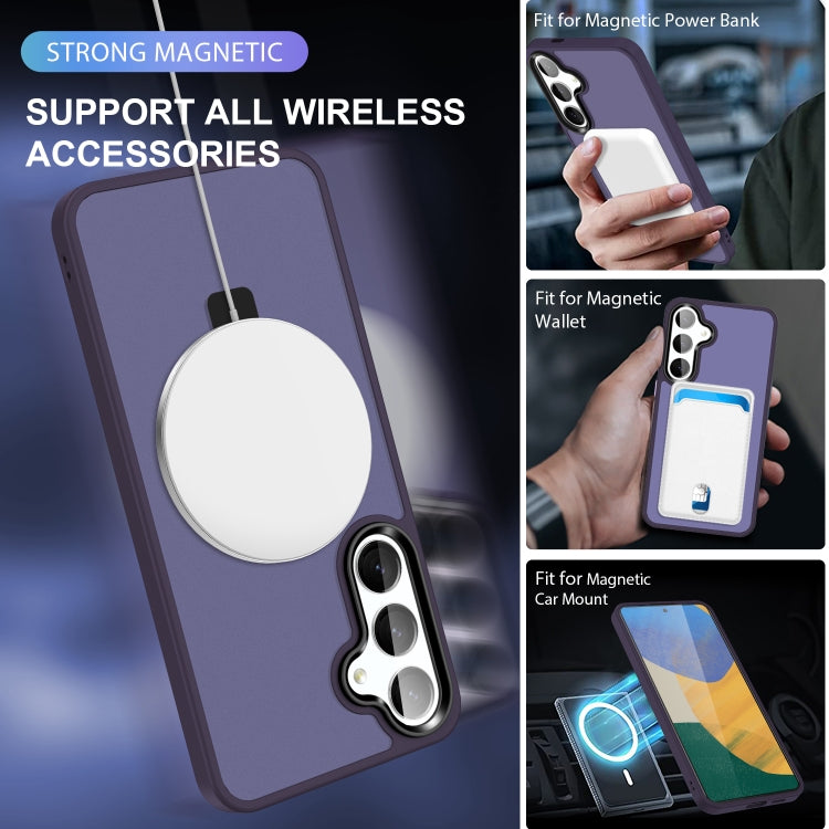 For Samsung Galaxy S24 5G MagSafe Holder Skin-feel PC Hybrid TPU Phone Case(Dark Purple) - HoMEdemic™ 