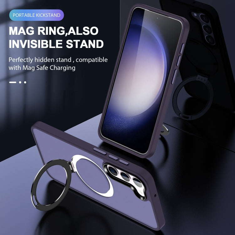 For Samsung Galaxy S24 5G MagSafe Holder Skin-feel PC Hybrid TPU Phone Case(Dark Purple) - HoMEdemic™ 