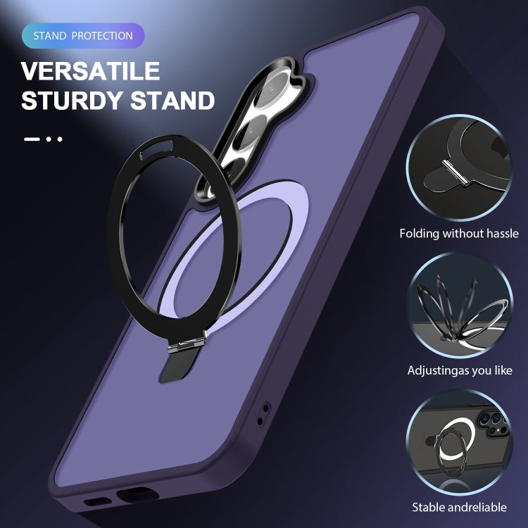 For Samsung Galaxy S24 5G MagSafe Holder Skin-feel PC Hybrid TPU Phone Case(Dark Purple) - HoMEdemic™ 