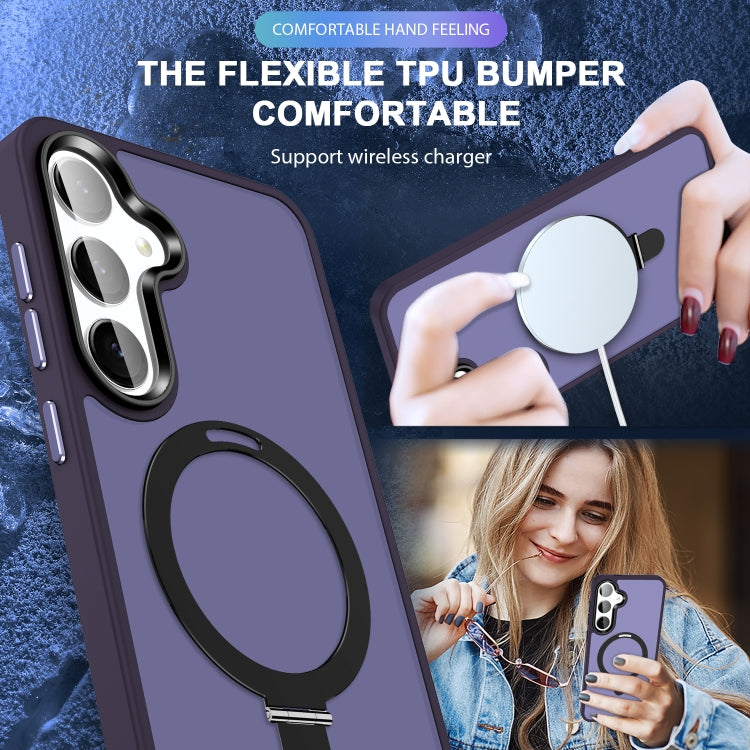 For Samsung Galaxy S24 5G MagSafe Holder Skin-feel PC Hybrid TPU Phone Case(Dark Purple) - HoMEdemic™ 
