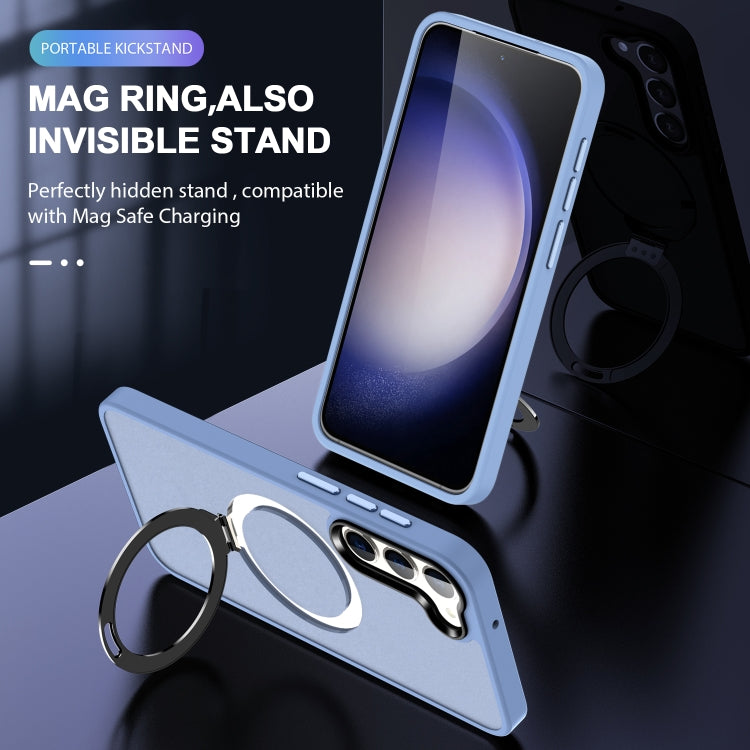 For Samsung Galaxy S24 5G MagSafe Holder Skin-feel PC Hybrid TPU Phone Case(Grey Blue) - HoMEdemic™ 
