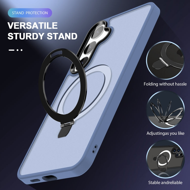 For Samsung Galaxy S24 5G MagSafe Holder Skin-feel PC Hybrid TPU Phone Case(Grey Blue) - HoMEdemic™ 