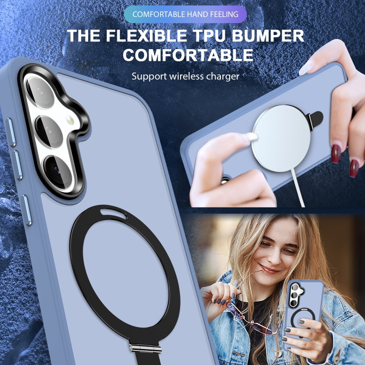 For Samsung Galaxy S24 5G MagSafe Holder Skin-feel PC Hybrid TPU Phone Case(Grey Blue) - HoMEdemic™ 