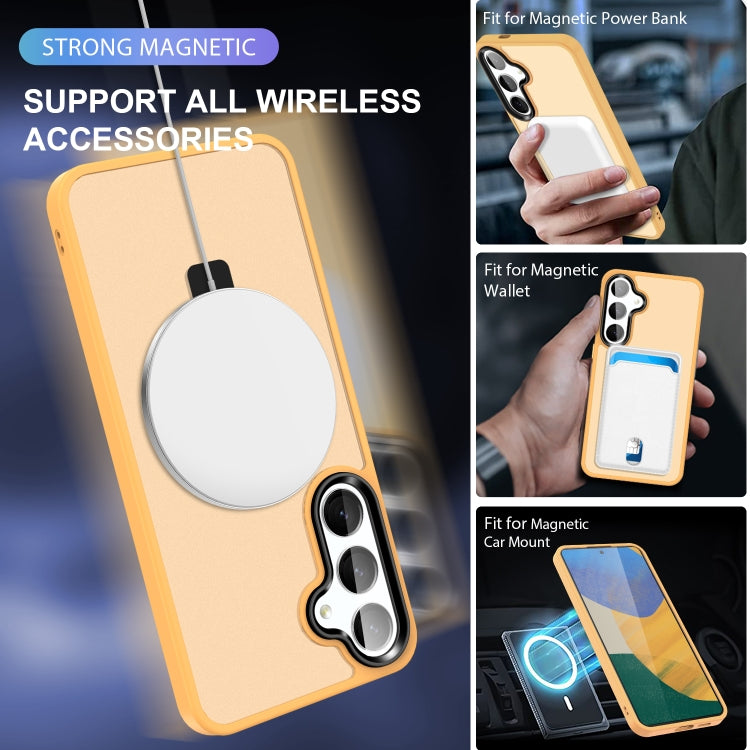 For Samsung Galaxy S24 5G MagSafe Holder Skin-feel PC Hybrid TPU Phone Case(Orange) - HoMEdemic™ 