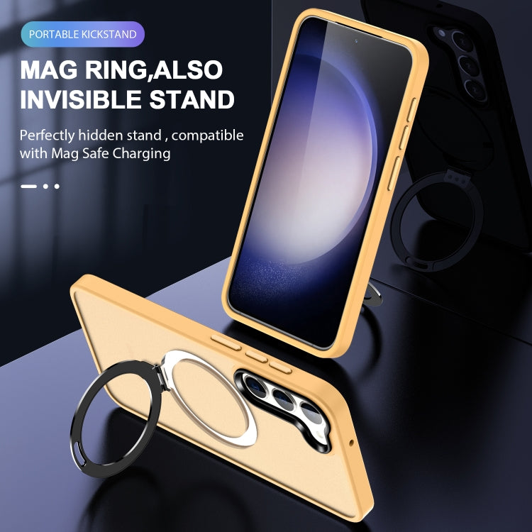 For Samsung Galaxy S24 5G MagSafe Holder Skin-feel PC Hybrid TPU Phone Case(Orange) - HoMEdemic™ 