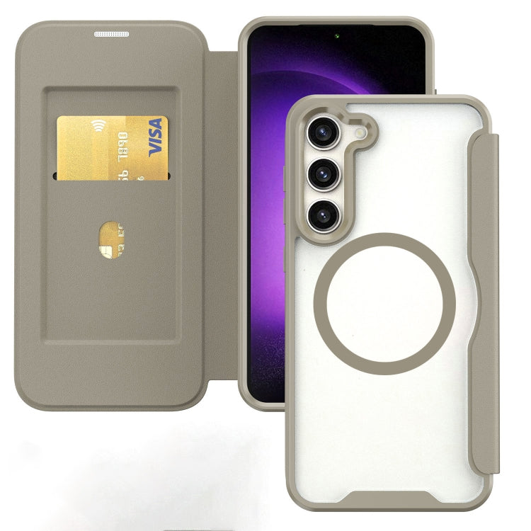 For Samsung Galaxy S24 5G MagSafe RFID Blocking Adsorption Flip Leather Phone Case(Grey) - HoMEdemic™ 
