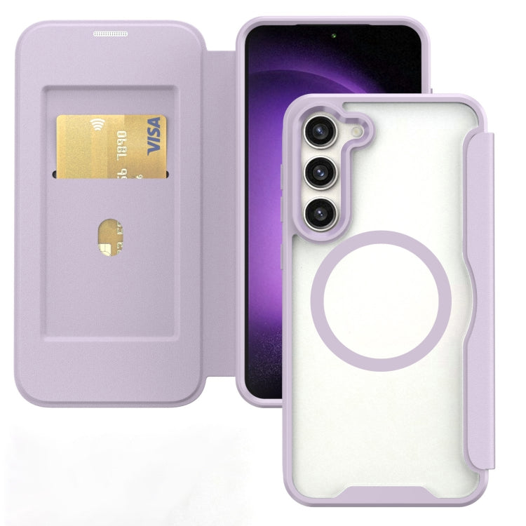 For Samsung Galaxy S24 5G MagSafe RFID Blocking Adsorption Flip Leather Phone Case(Purple) - HoMEdemic™ 