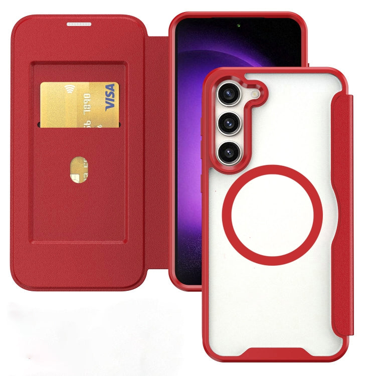 For Samsung Galaxy S24 5G MagSafe RFID Blocking Adsorption Flip Leather Phone Case(Red) - HoMEdemic™ 